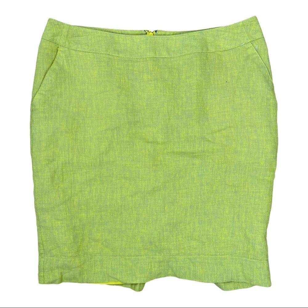 MERONA Size 8 Yellow Linen Pencil Skirt Lined